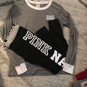 Pink (Victoria’s secret black cotton yoga pants